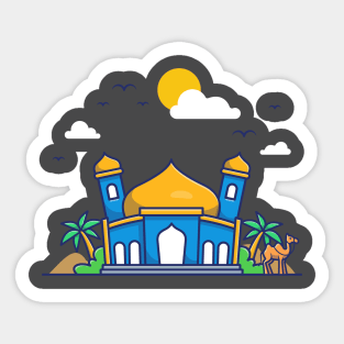 Mosque With Camel Cartoon (2) Sticker